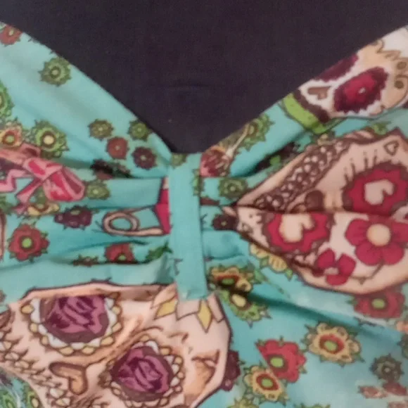 Hell Bunny Day of the dead candy skull retro swing dress XS - Picture 4 of 8